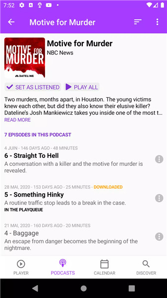 Podcasts Tracker and player screenshot