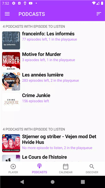 Podcasts Tracker and player screenshot