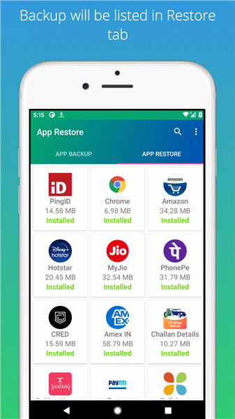 App Backup and Restore screenshot