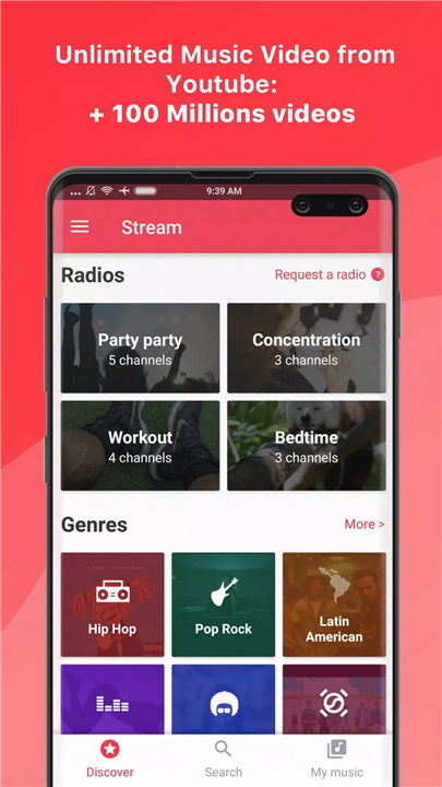 Music app: Stream screenshot