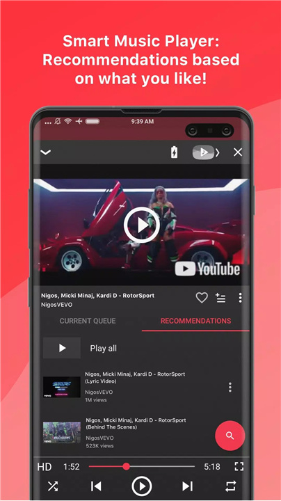 Music app: Stream screenshot