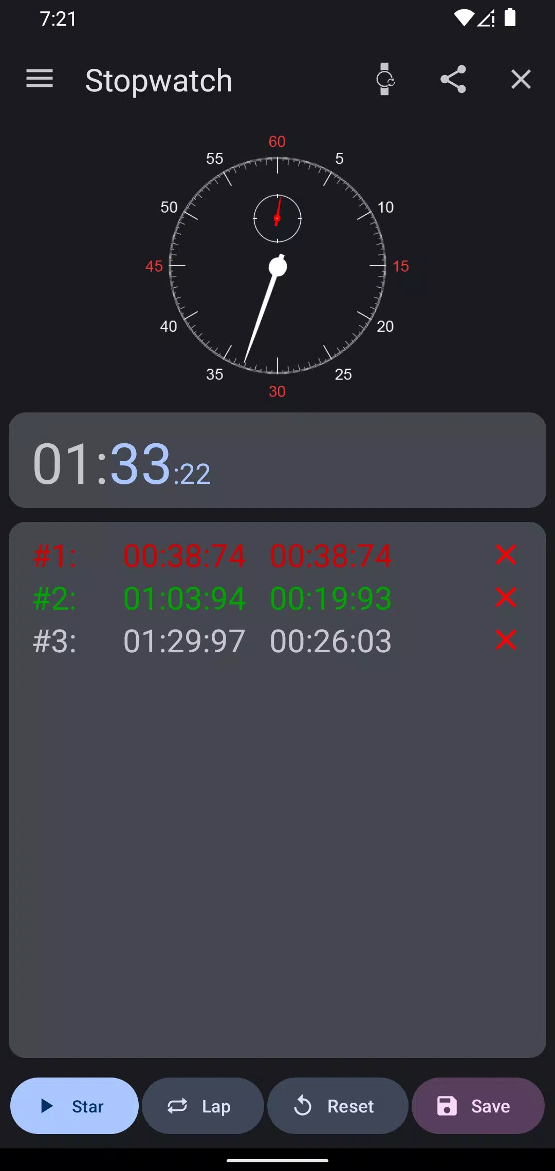 Stopwatch (Wear OS) screenshot