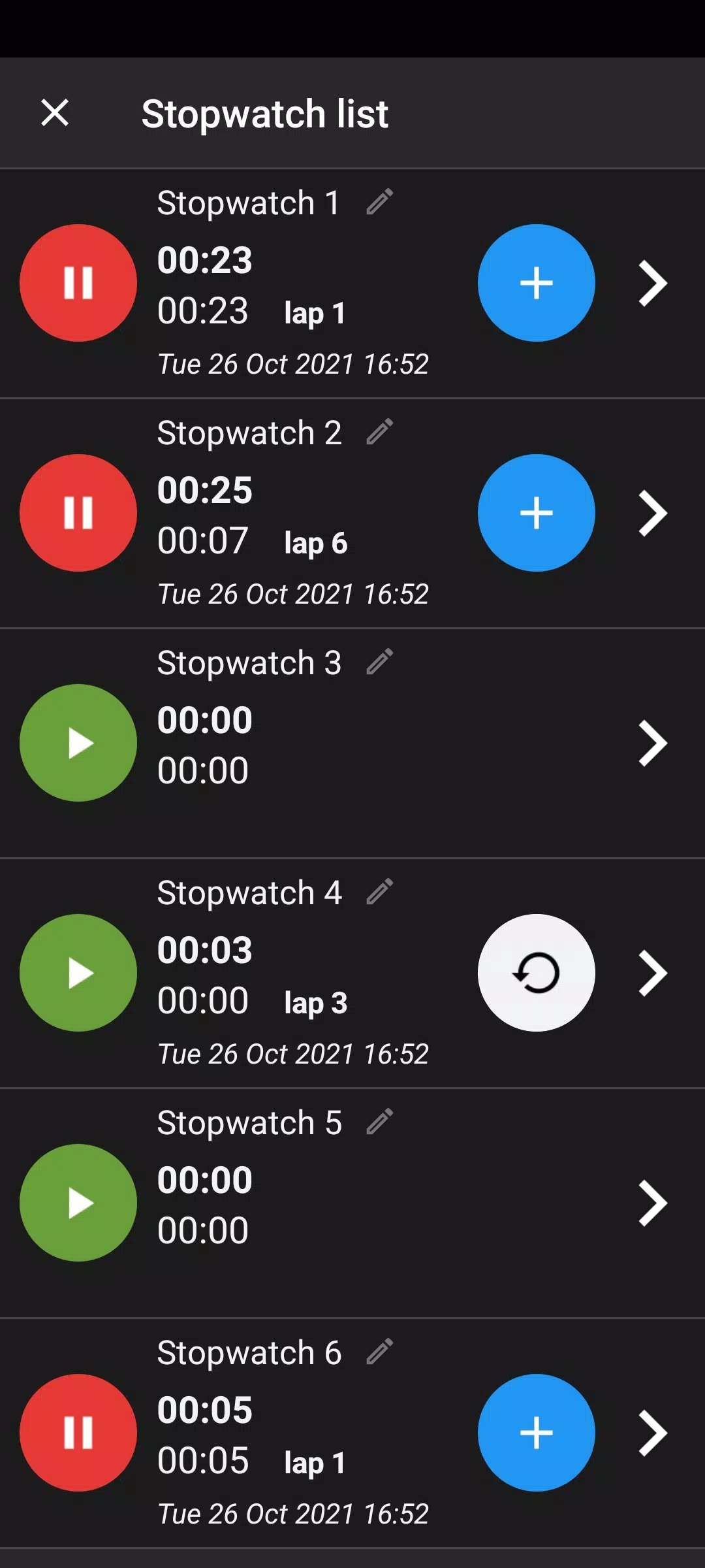 Talking stopwatch multi timer screenshot