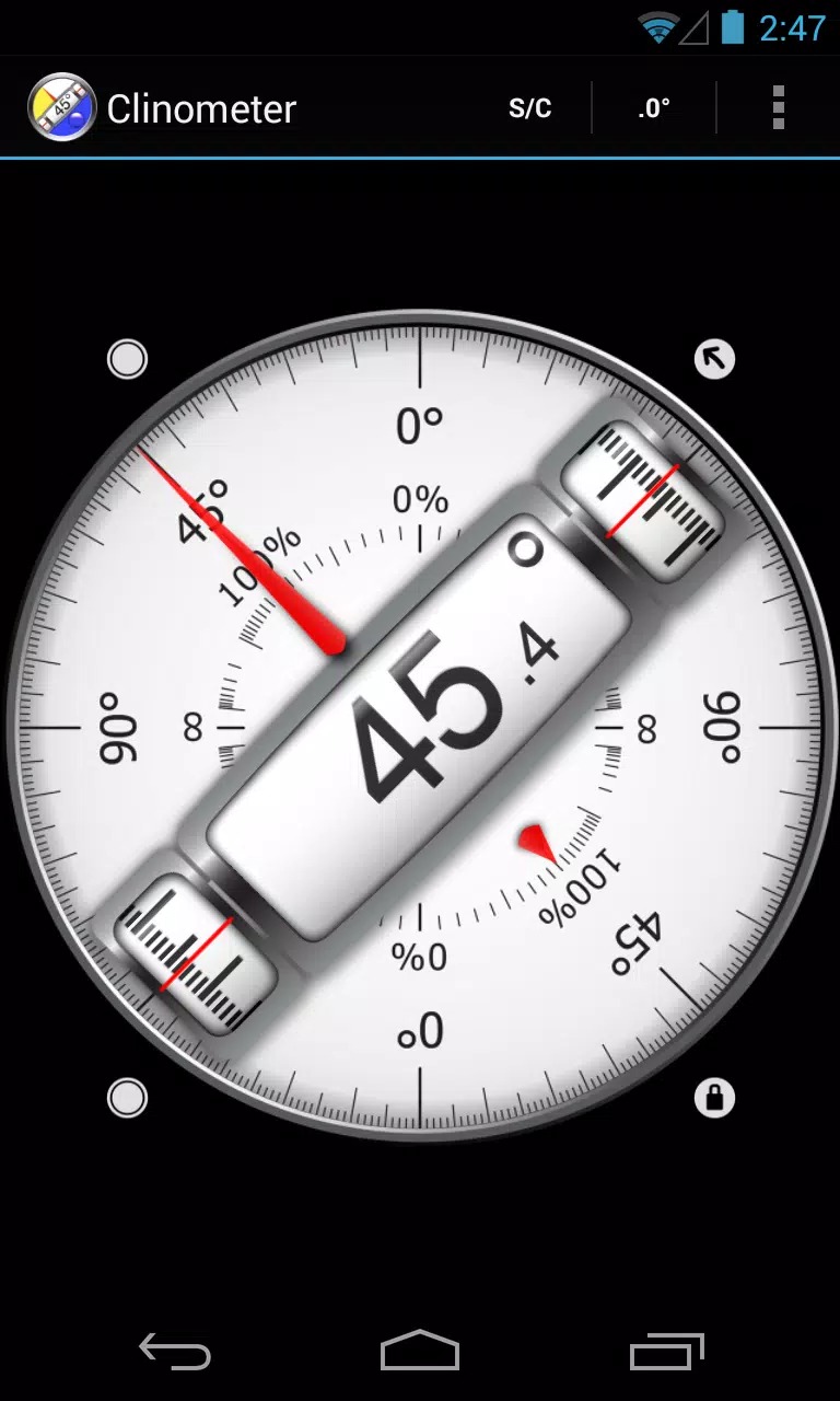 Clinometer + bubble level screenshot