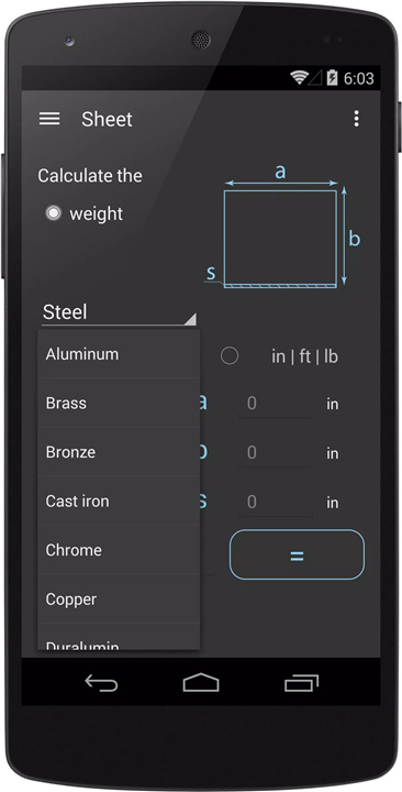 Steel Weight Calculator screenshot