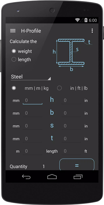 Steel Weight Calculator screenshot