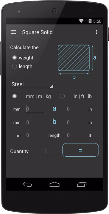 Steel Weight Calculator screenshot