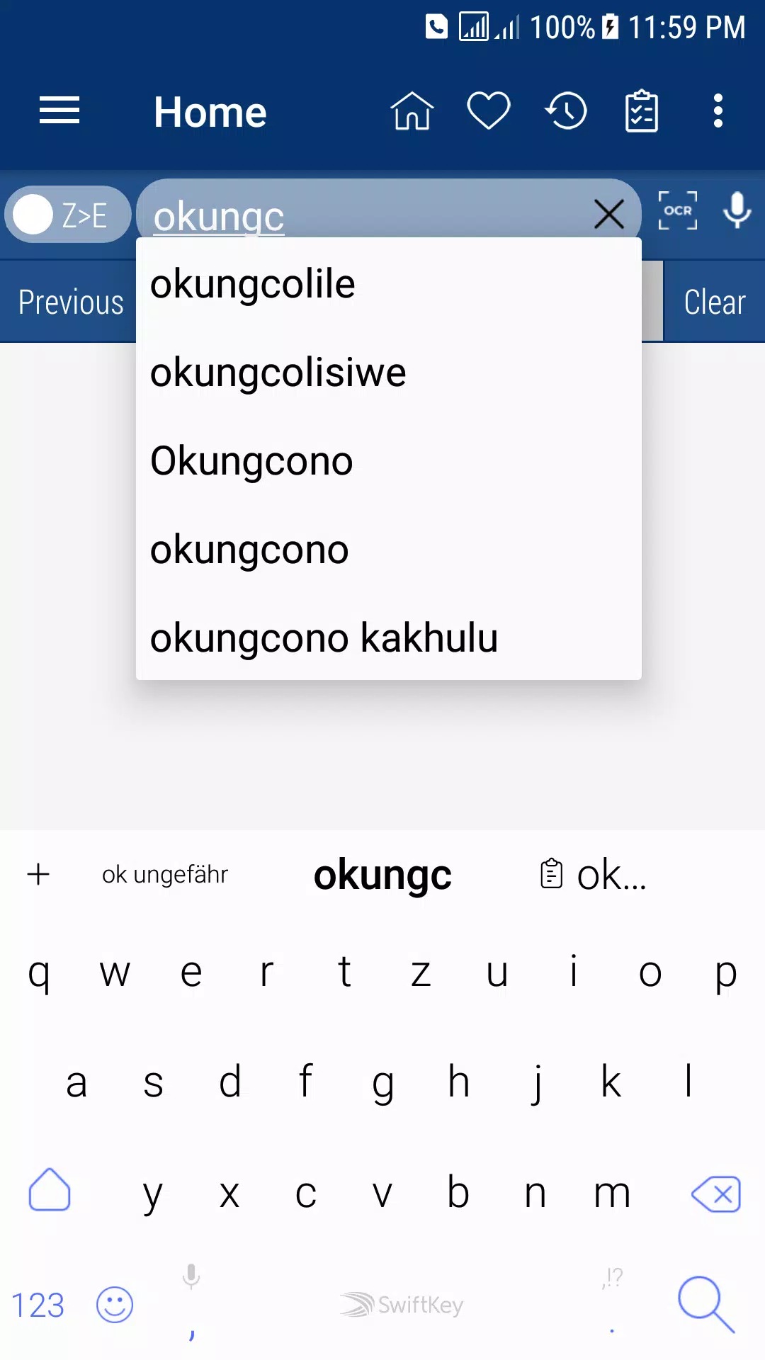 English Zulu Dictionary screenshot