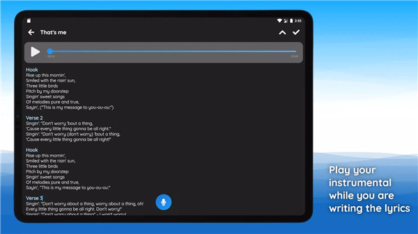 Write lyrics, save your ideas screenshot