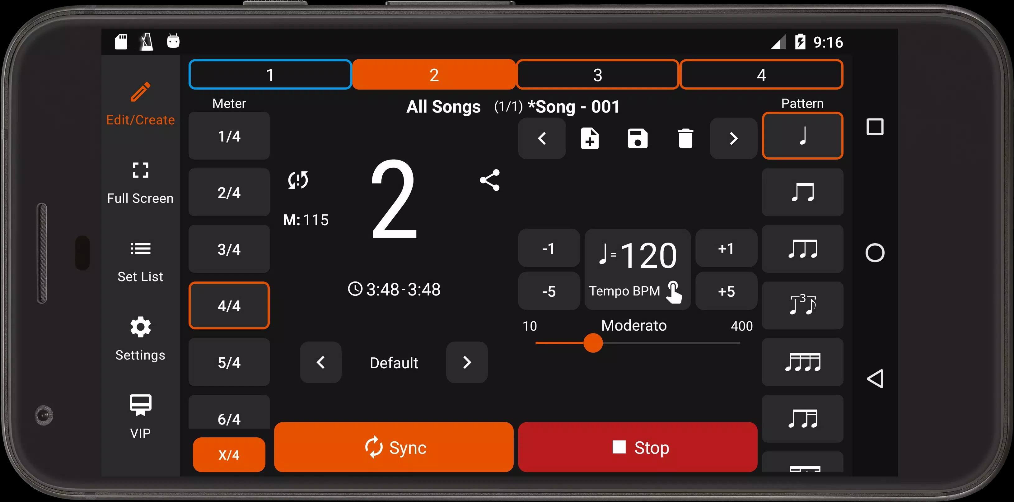 Stage Metronome with Setlist screenshot