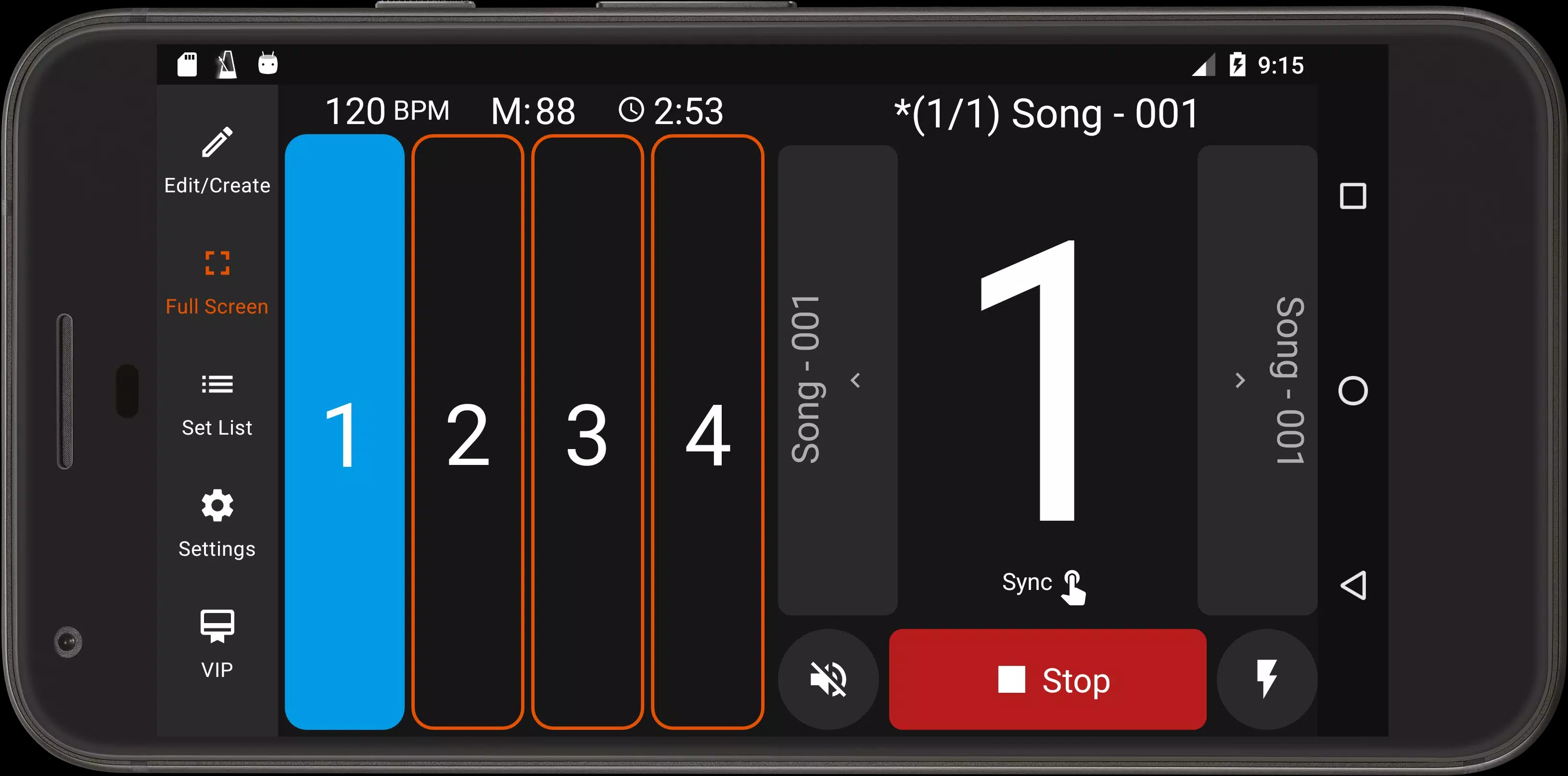 Stage Metronome with Setlist screenshot