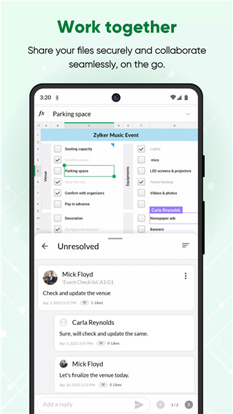 Zoho Sheet screenshot