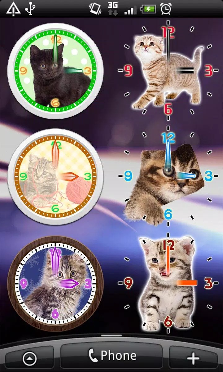 Cats Analog-Clocks Widget screenshot