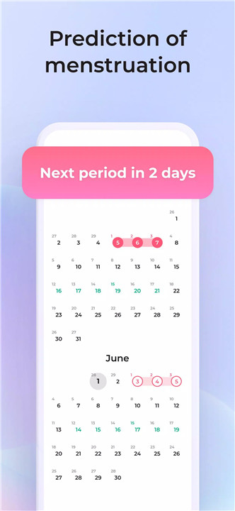 Menstrual cycle tracker - Days screenshot