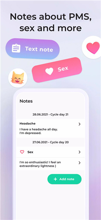 Menstrual cycle tracker - Days screenshot