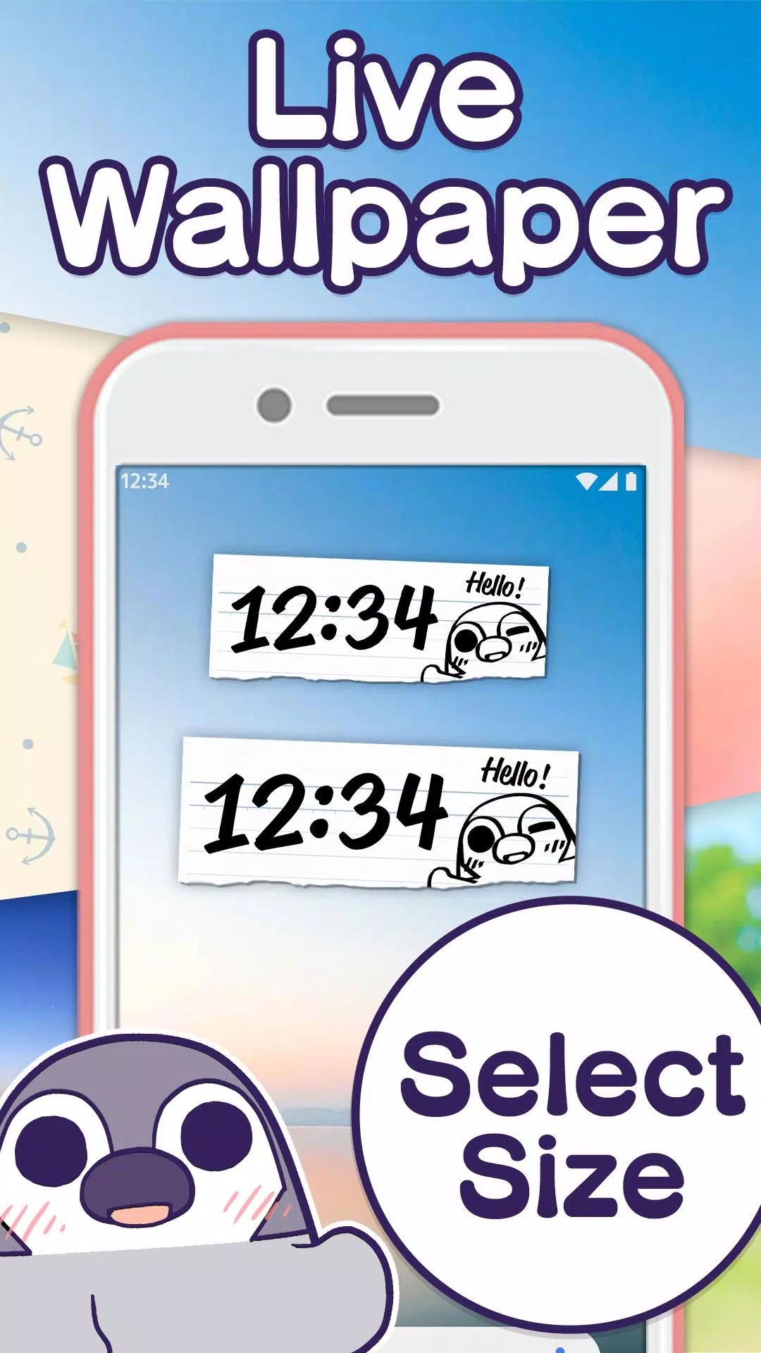 Digital Clock Widget Pesoguin screenshot