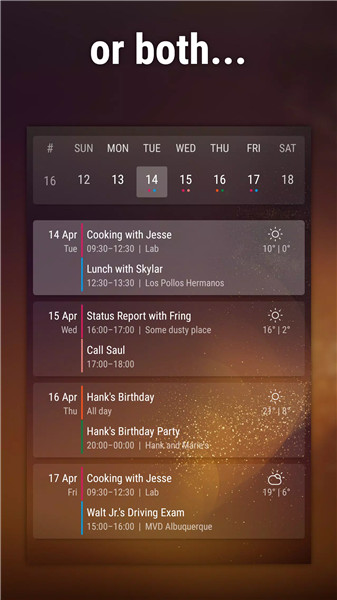 Event Flow Calendar Widget screenshot