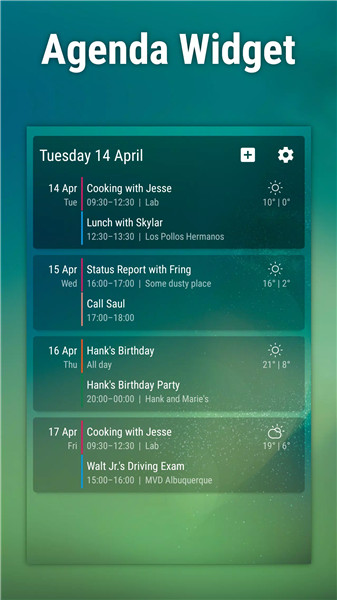 Event Flow Calendar Widget screenshot