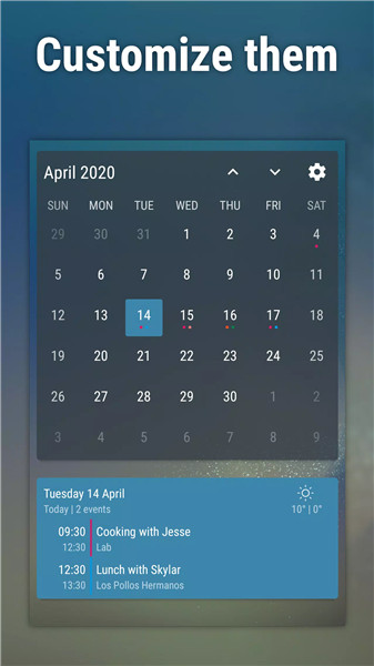 Event Flow Calendar Widget screenshot