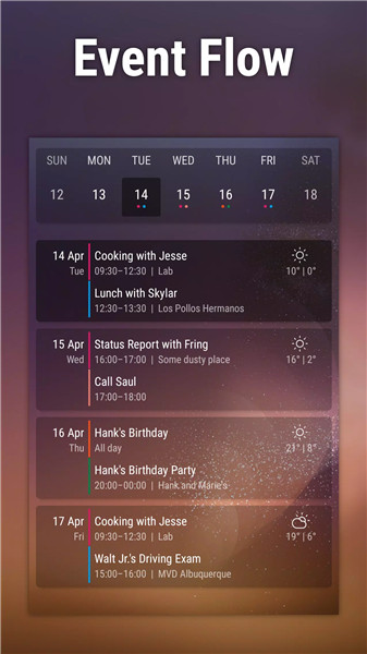 Event Flow Calendar Widget screenshot