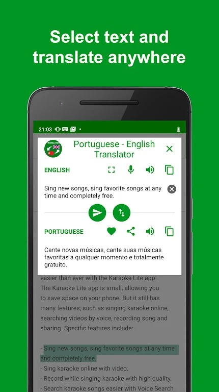 Translator Portuguese English screenshot