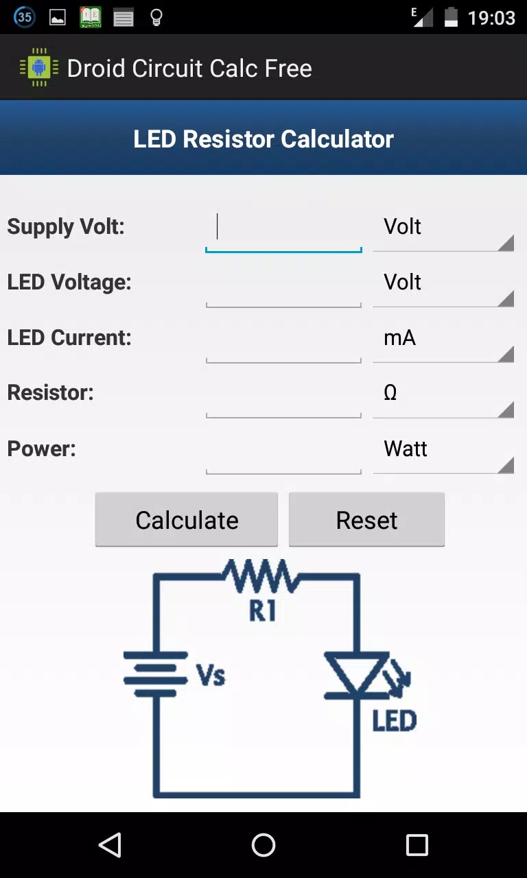 Droid Circuit Calc Free screenshot