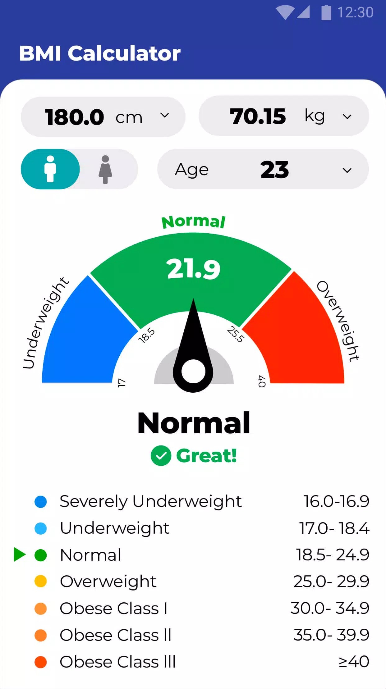 BMI Calculator - Ideal Weight screenshot