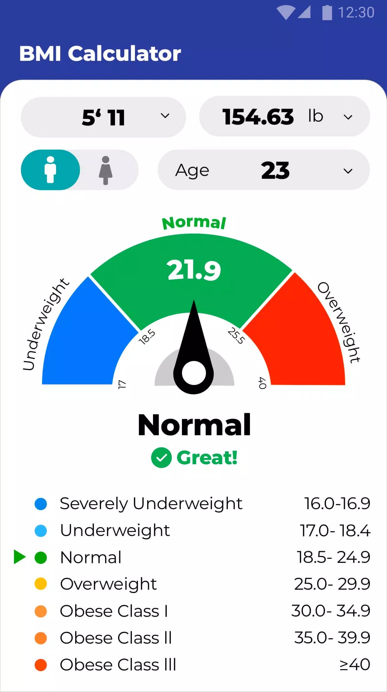 BMI Calculator - Ideal Weight screenshot