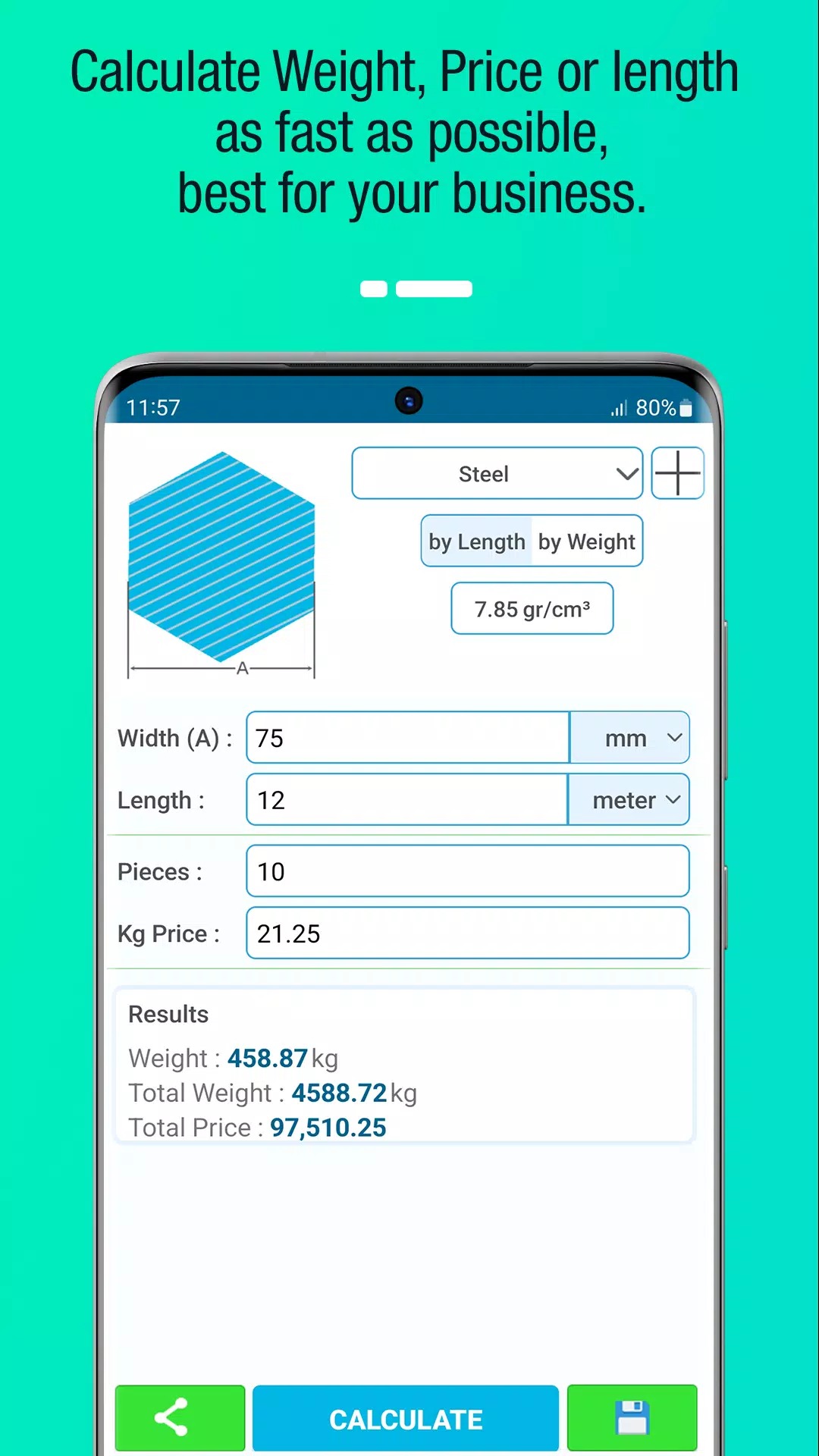 Metal Weight Calculator screenshot