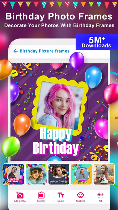 Birthday Photo Frame Maker App screenshot