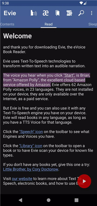 Evie - The eVoice book reader screenshot