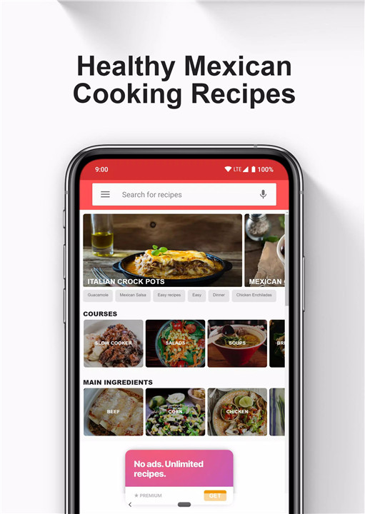 Mexican recipes cooking app screenshot