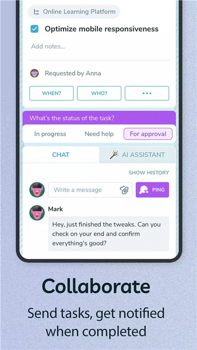 Ping: AI Task Manager screenshot