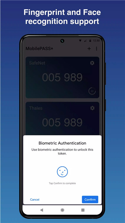 SafeNet MobilePASS+ screenshot