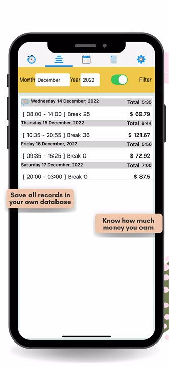 Work Time and Hours Tracker screenshot