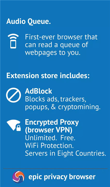 Epic Privacy Browser with VPN screenshot