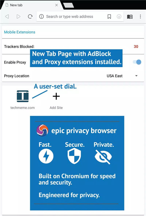 Epic Privacy Browser with VPN screenshot