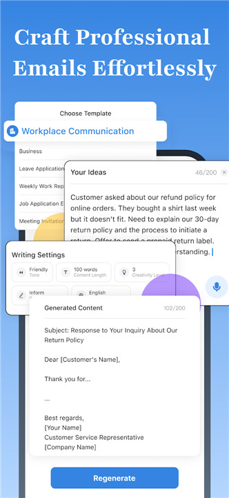 Daily AI Writer: Text & Email screenshot