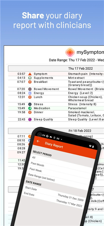 mySymptoms Food Diary screenshot