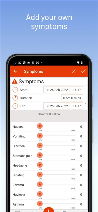 mySymptoms Food Diary screenshot