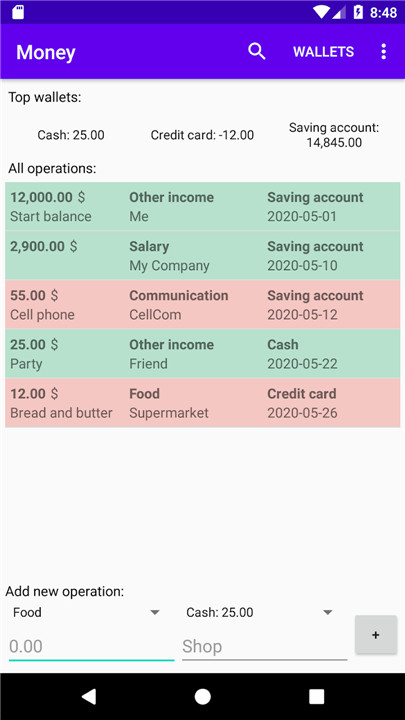 Money - budget app screenshot