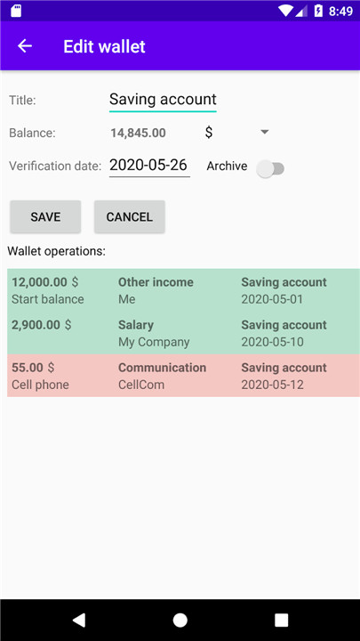 Money - budget app screenshot