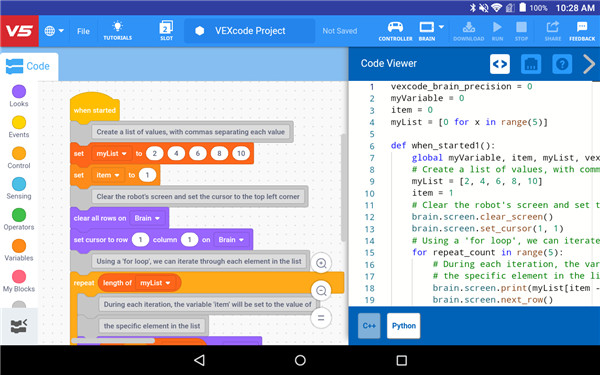 VEXcode V5 screenshot