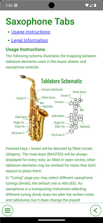 Saxophone Tabs screenshot