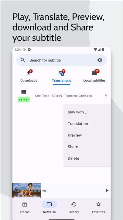 Subtitles Downloader & player screenshot