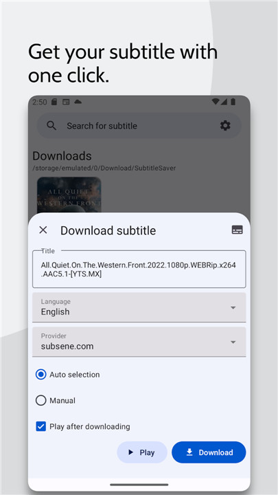 Subtitles Downloader & player screenshot