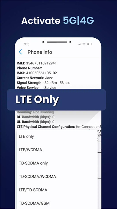 4G LTE Mode only screenshot