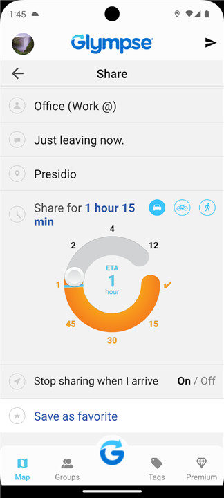 Glympse - Share GPS location screenshot