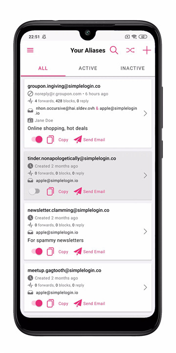 SimpleLogin | Anti-spam screenshot