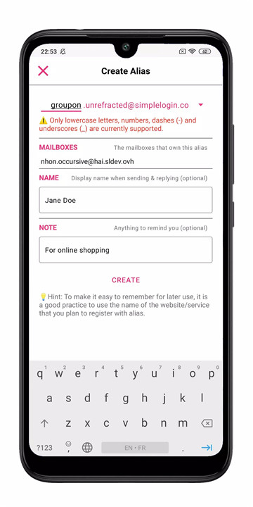 SimpleLogin | Anti-spam screenshot